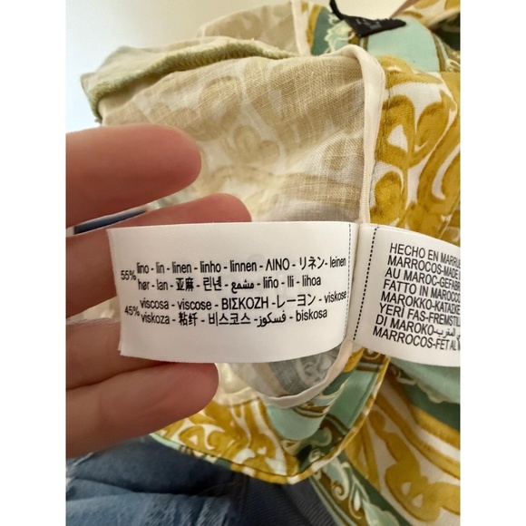 Zara Mustard Yellow Gold Teal Baroque Patterned Trousers size XS - Picture 10 of 11